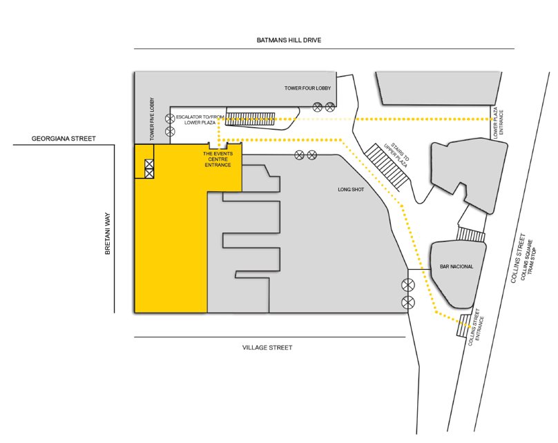 The Events Centre - how to get here map